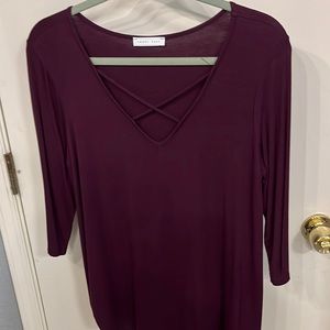 Purple/Burgundy 3/4 sleeve business casual blouse